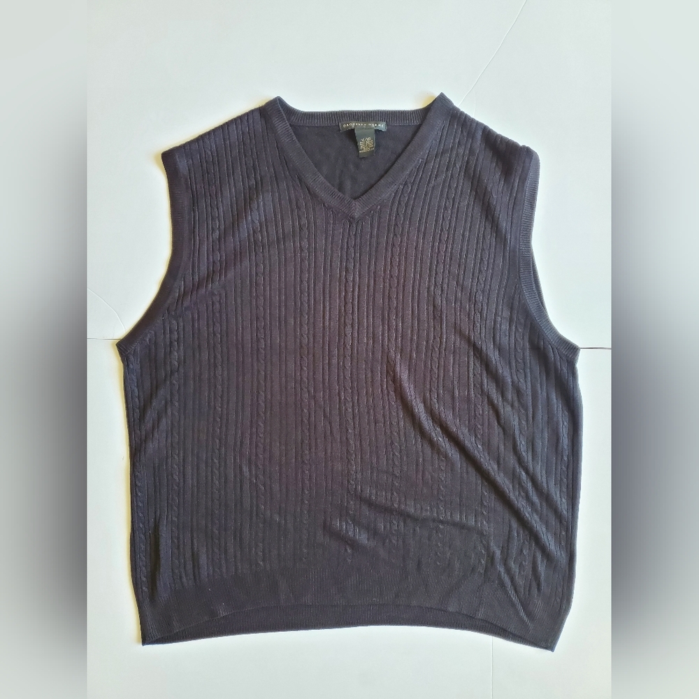 Geoffrey Beene Men's Black Sleeveless Cardigan / dress shirt Size XL